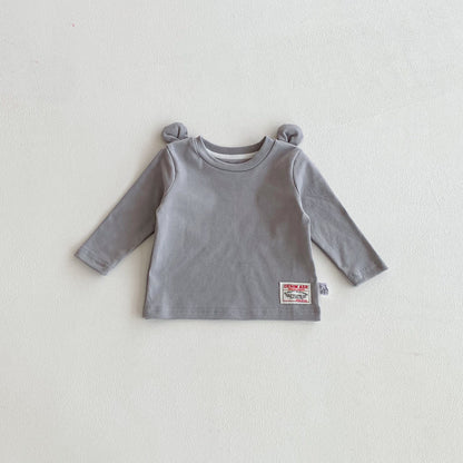 Autumn and Spring Arrival Baby Kids Unisex Long Sleeves Solid Color Cute Top, MyKids-USA®, Shirts, MyKids-USA - Size/Age - 73 (6-9M) - Color - Grey -  -  - TR2511042339-A
