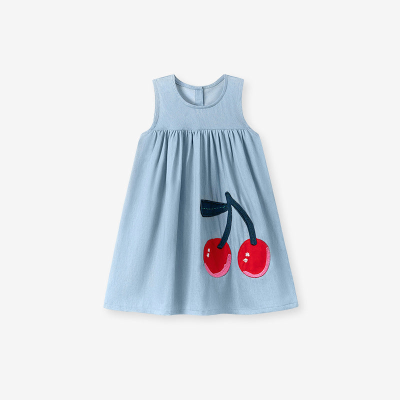 Summer Arrival Fruits Pattern Sleeveless Dress for Stylish Girls, MyKids-USA®, Baby & Toddler Dresses, MyKids-USA - Size/Age - 90 (12-24M) - Color - Blue -  -  - TR2601011233-A.
