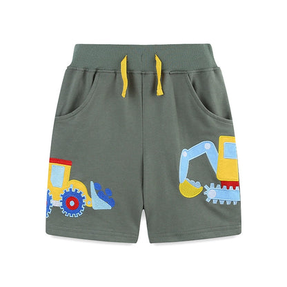 Summer Arrival Baby Kids Boys Cotton Casual Style Cartoon Excavator Pattern Shorts, MyKids-USA®, Shorts, MyKids-USA - Size/Age - 90 (12-24M) - Color - Green -  -  - TR2506071641-A