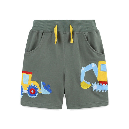 Summer Arrival Baby Kids Boys Cotton Casual Style Cartoon Excavator Pattern Shorts, MyKids-USA®, Shorts, MyKids-USA - Size/Age - 90 (12-24M) - Color - Green -  -  - TR2506071641-A