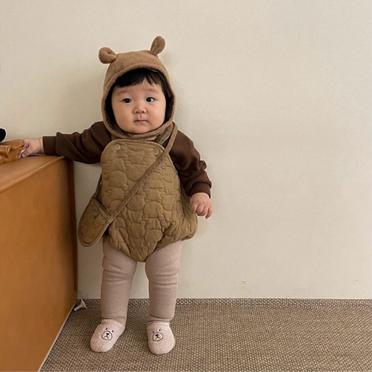 New Winter Infant Baby Solid Thick Warm Vest One Piece