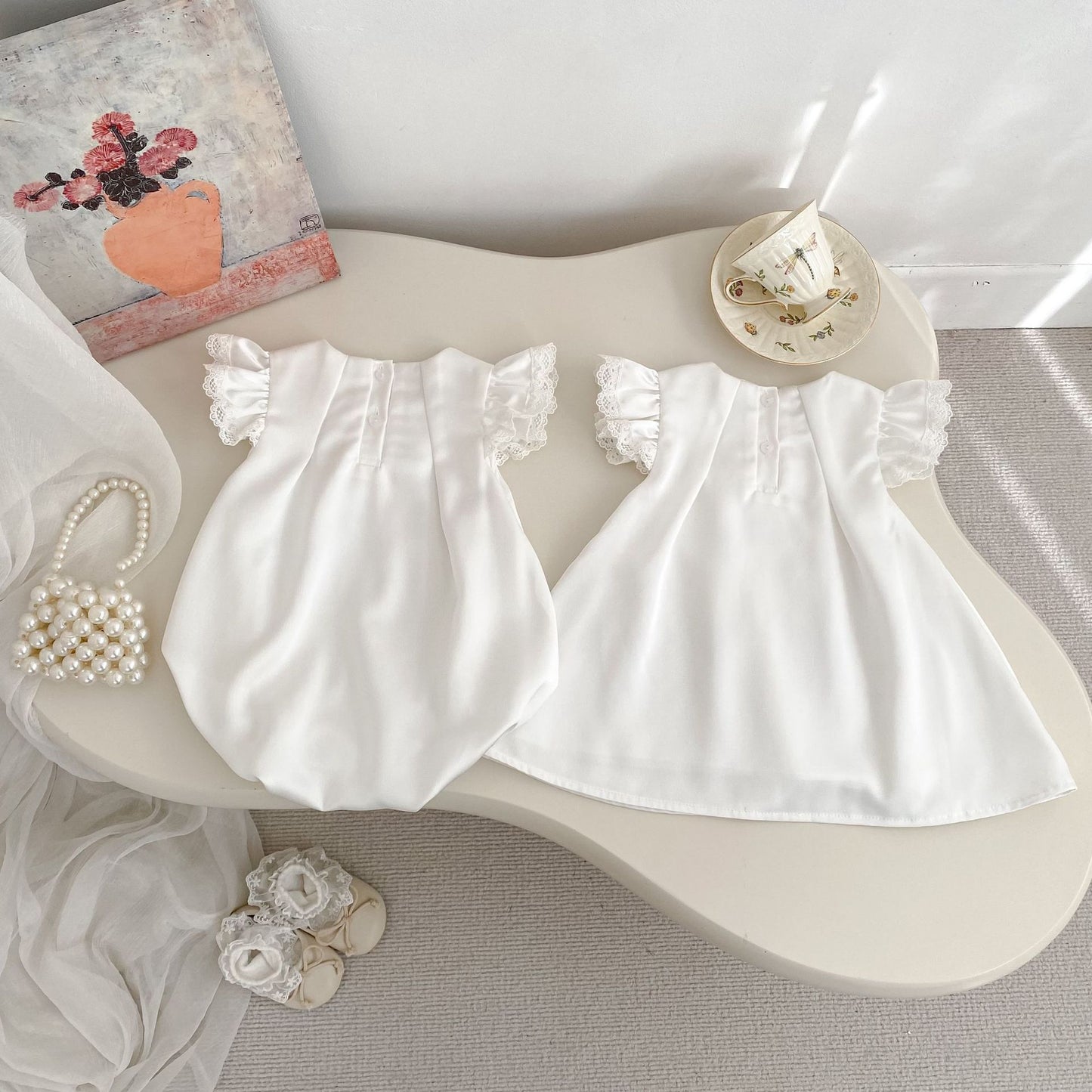 Design Summer Girls Solid Color Fly Sleeves Bodysuit and Dress – Sister Matching Clothing Set, MyKids-USA®, Baby & Children's Outfits, MyKids-USA® -  -  -  -  -  -  - .