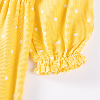 Autumn and Spring Arrival Princess Dots Pattern Long Sleeves Corduroy Dress for Stylish Girls, MyKids-USA®, Baby & Toddler Dresses, MyKids-USA -  -  -  -  -  -  - 