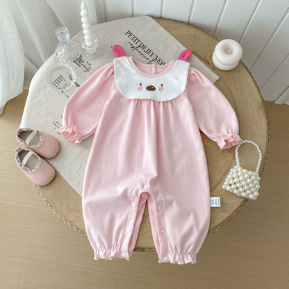 Autumn Arrival Baby Girls Long Sleeves Cartoon Pattern Collar Color Patchwork Rompers, MyKids-USA®, Baby One-Pieces, MyKids-USA -  -  -  -  -  -  - 