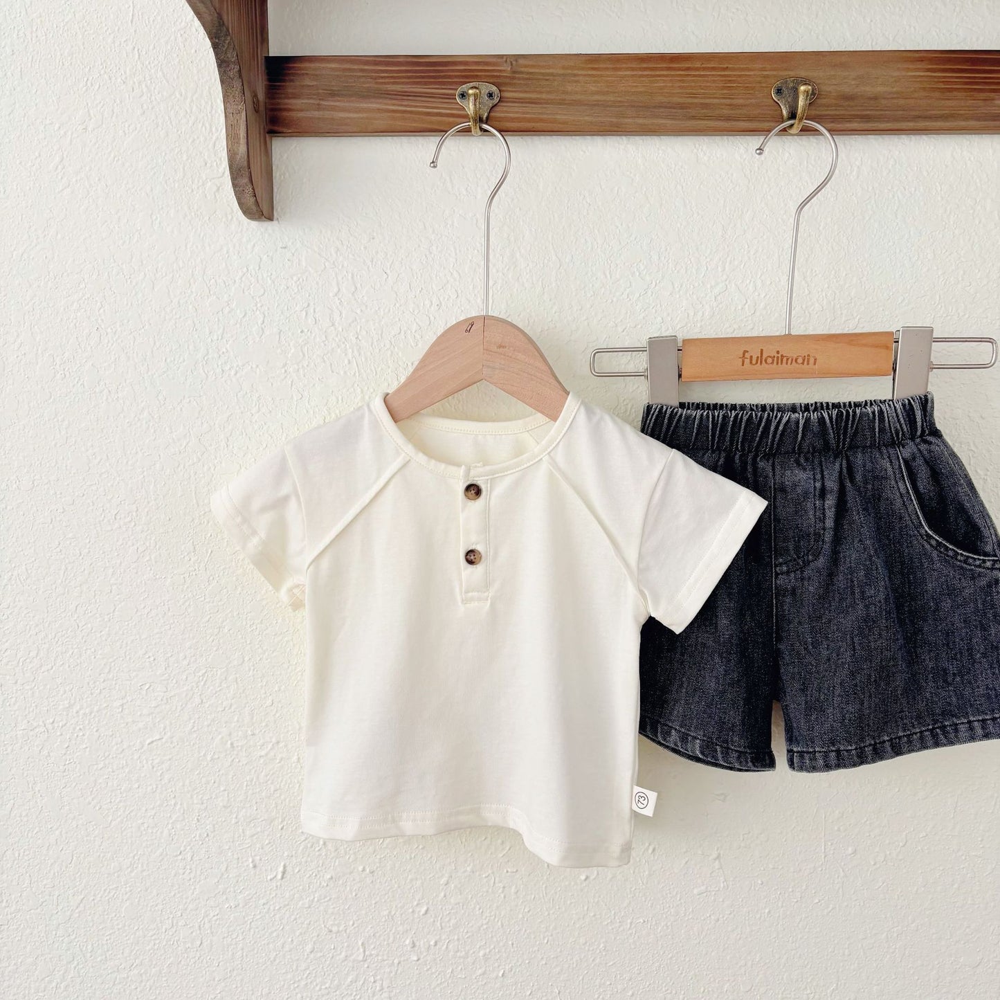 Summer Baby Kids Casual Solid Color Short Sleeves Top with Denim Shorts Clothing Set for, MyKids-USA®, Baby & Toddler Outfits, MyKids-USA -  -  -  -  -  -  - 