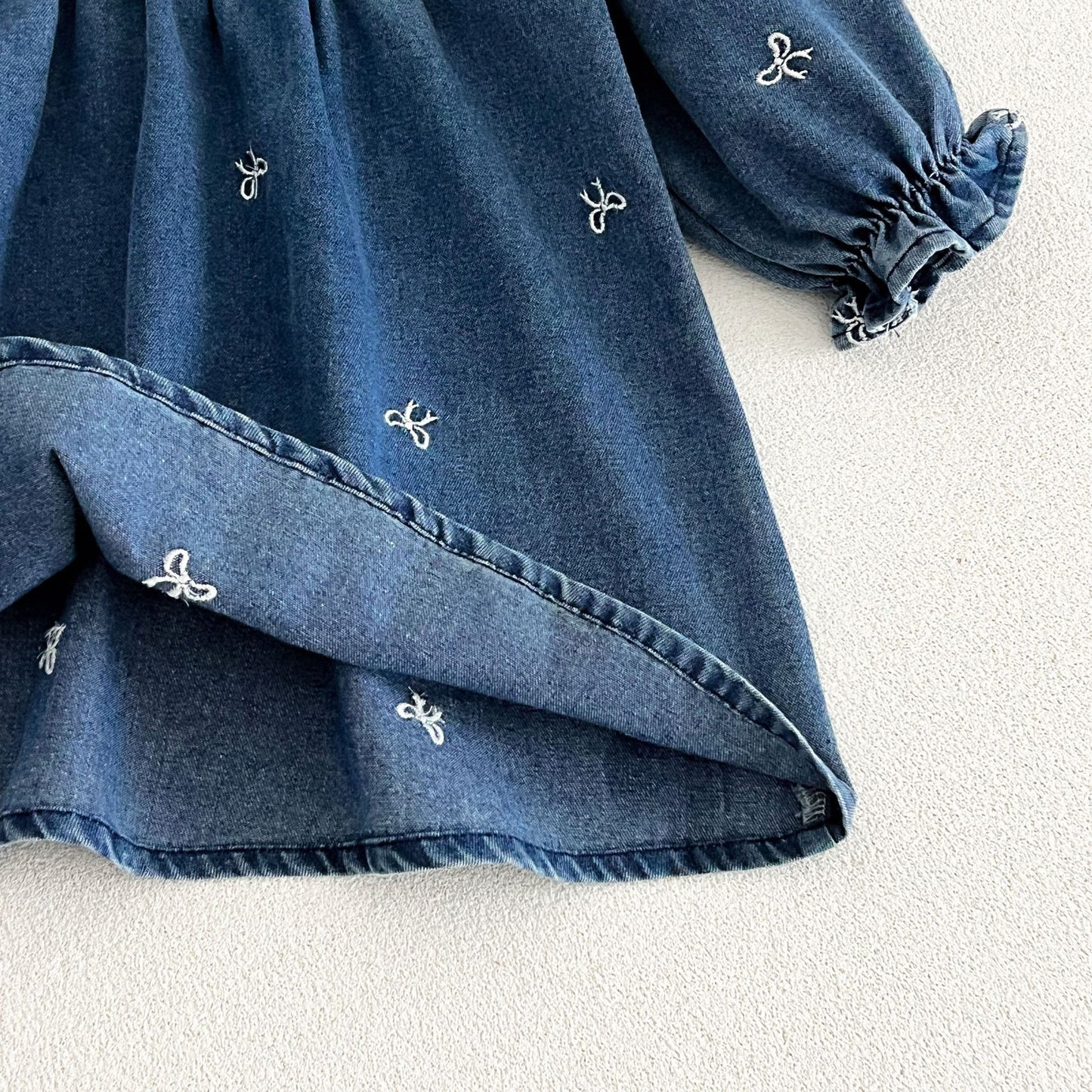 MyKids-USA® Autumn Embroidered Pattern Baby Kids Girls Princess Denim Dress