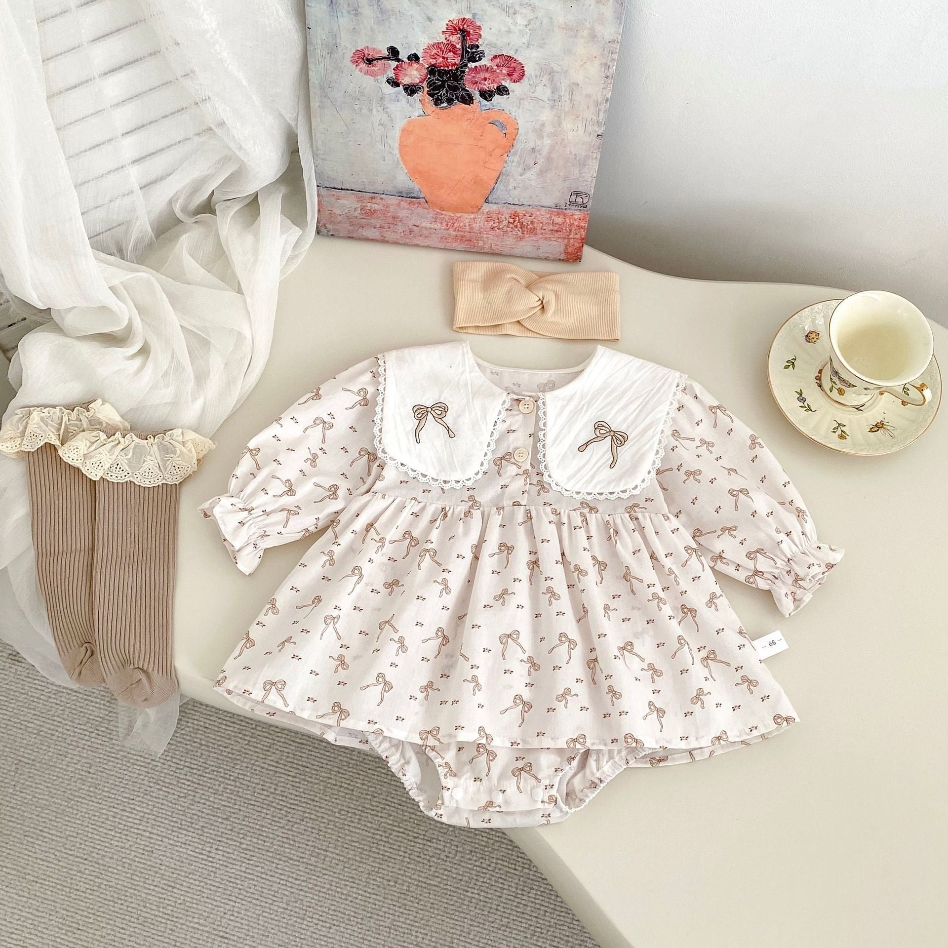 Spring Arrival Baby Girls Long Sleeves Butterfly-Bows Pattern Onesies Bodysuits Dress, MyKids-USA®, Baby One-Pieces, MyKids-USA -  -  -  -  -  -  - 
