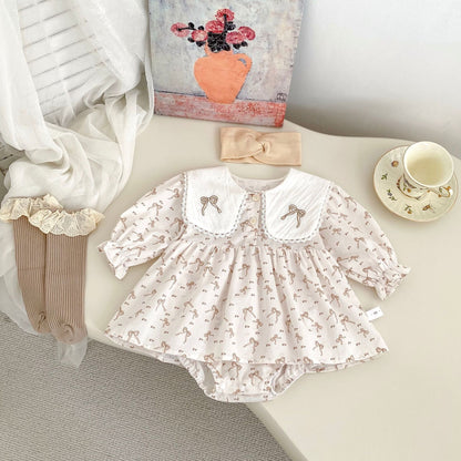 Spring Arrival Baby Girls Long Sleeves Butterfly-Bows Pattern Onesies Bodysuits Dress, MyKids-USA®, Baby One-Pieces, MyKids-USA -  -  -  -  -  -  - 
