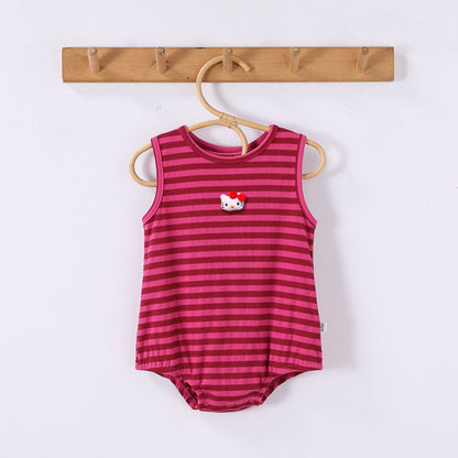 Summer Arrival Baby Cute Striped Sleeveless Rabbit Cartoon Design Onesies, MyKids-USA®, Baby One-Pieces, MyKids-USA - Size/Age - 66 (3-6M) - Color - Red -  -  - TR2504222101-B