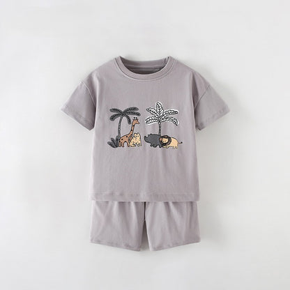Arrival Summer Baby Kids Boys Short Sleeves Cartoon Pattern T-shirt and Shorts Clothing Set, MyKids-USA®, Baby & Children's Outfits, MyKids-USA - Size/Age - 100 (2-3Y) - Color - Grey -  -  - TR2605242341-A.