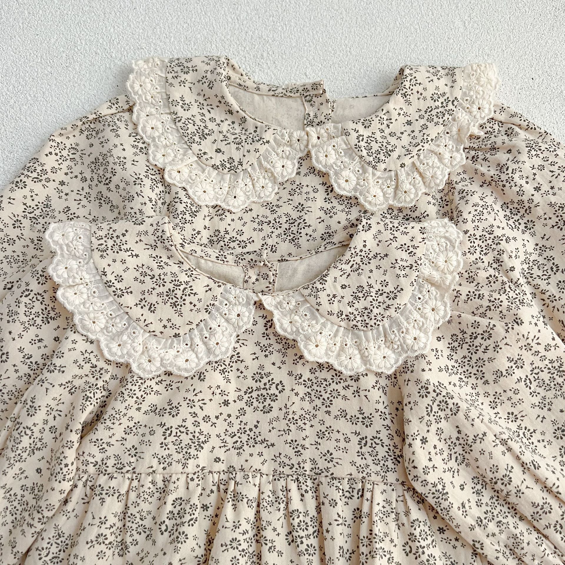 Adorable Baby Lace Collar Romper And Floral Print Girls’ Dress – Princess Sister Matching Set, MyKids-USA®, Baby & Toddler Outfits, MyKids-USA -  -  -  -  -  -  - 