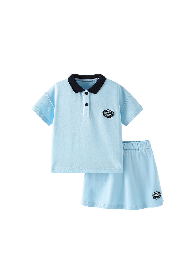 Summer Baby Kids Letters Logo Pattern Embroidered Polo Shirt and Shorts Clothing Set for Girls, MyKids-USA®, Baby & Toddler Outfits, MyKids-USA -  -  -  -  -  -  - 
