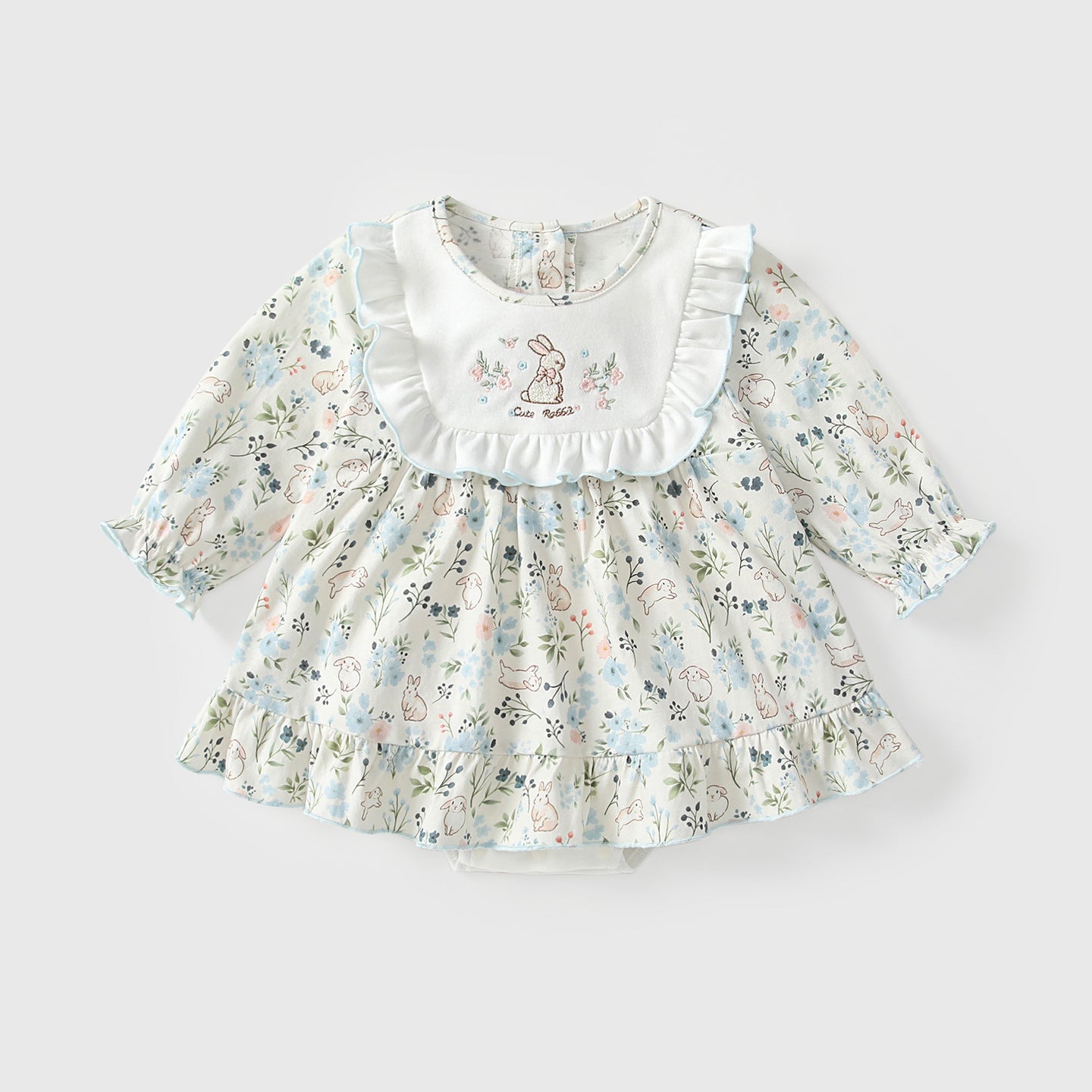 Arrival Autumn Baby Girls Floral Long Sleeves Rabbit Pattern Embroidered Dress, MyKids-USA®, Baby & Toddler Dresses, MyKids-USA - Size/Age - 66 (3-6M) - Color - Beige -  -  - TR2508132144-A