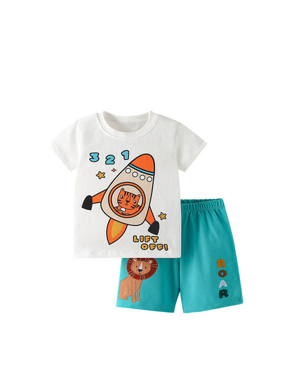 Summer Baby Kids Casual Animals Cartoon and Letters Pattern T-shirt and Shorts Clothing Set for Boys, MyKids-USA®, Baby & Toddler Outfits, MyKids-USA -  -  -  -  -  -  - 