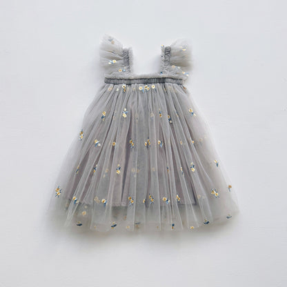 Summer Baby Kids Girls Sleeveless Floral Jacquard Mesh Design Off Shoulder Strap Dress, MyKids-USA®, Baby & Toddler Dresses, MyKids-USA - Size/Age - 80 (9-12M) - Color - Grey -  -  - TR2501082236-B