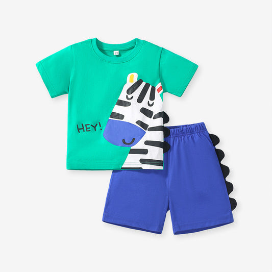 Baby Kids Boys Zebra Design T-Shirt And Shorts 2-Piece Casual Clothing Set