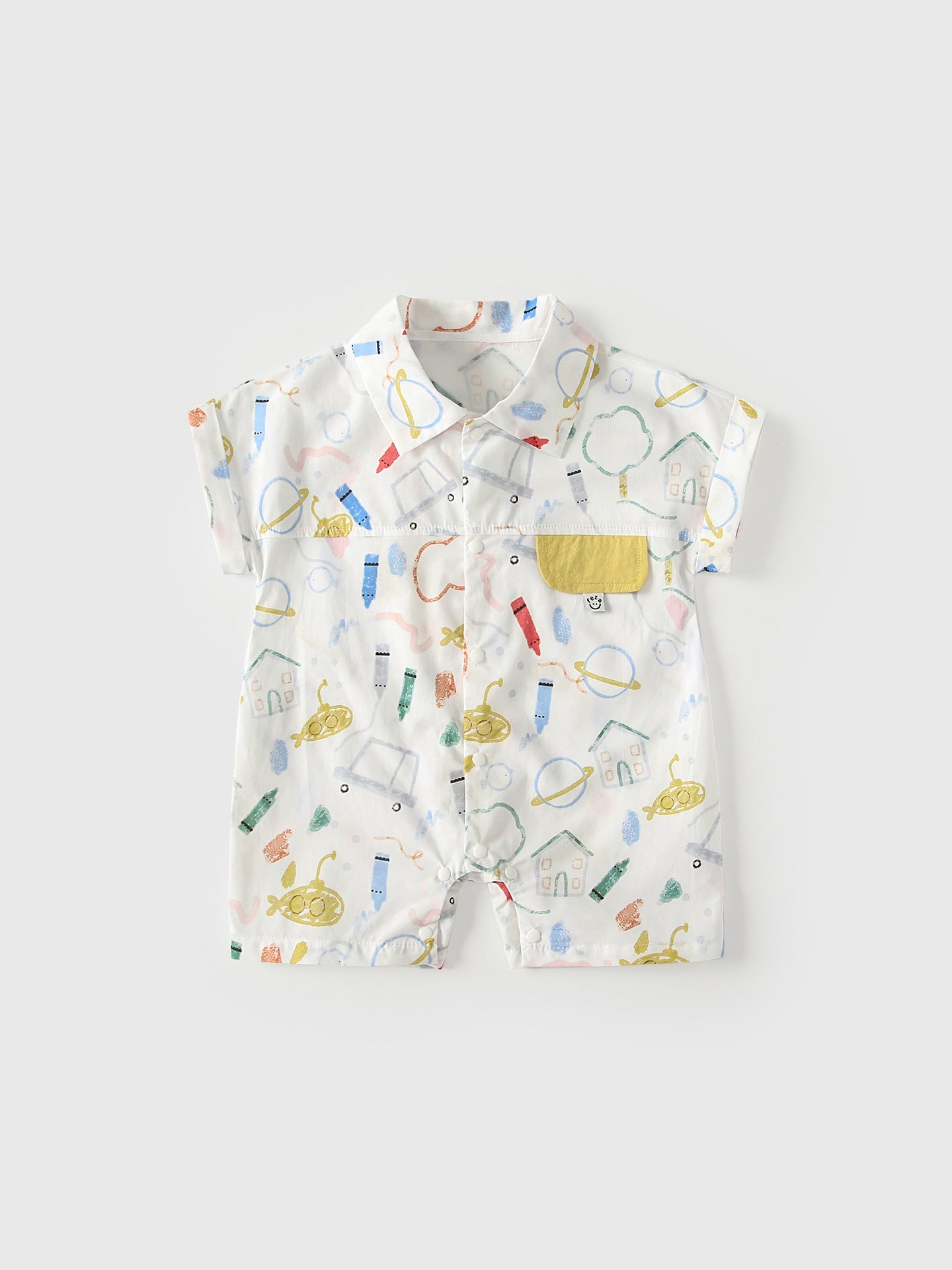 Summer Arrival Baby Boys Short Sleeves Cartoon Pattern Single Breasted Rompers Bodysuits, MyKids-USA®, Baby & Children's One-Pieces, MyKids-USA - Size/Age - 66 (3-6M) - Color - White -  -  - TR2605282356-A.