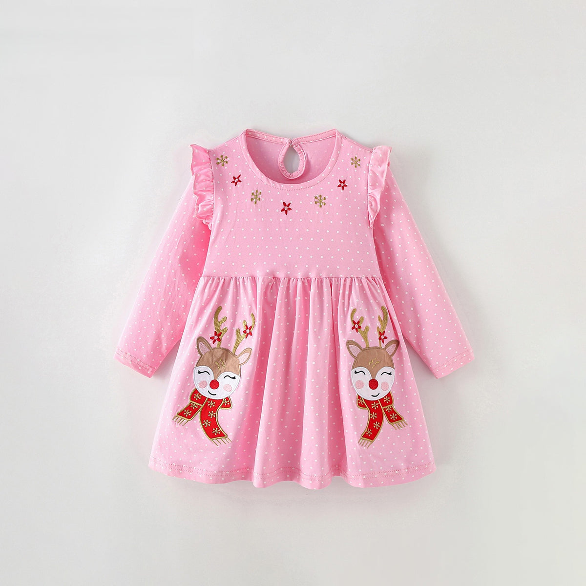 MyKids-USA® Autumn Arrival Baby Kids Girls Princess Christmas Cartoon Pattern Long Sleeves Dress