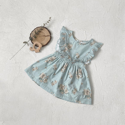 MyKids-USA® Summer Hot Selling Cute Flowers Pattern Sleeveless Dress for Stylish Girls