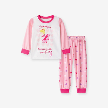 MyKids-USA Spring and Autumn Baby Kids Girls Cartoon Pattern Long Sleeves Pajamas Clothing Set, MyKids-USA®, Pajamas, MyKids-USA - Size/Age - 90 (12-24M) - Color - Pink -  -  - TR2508282152-A