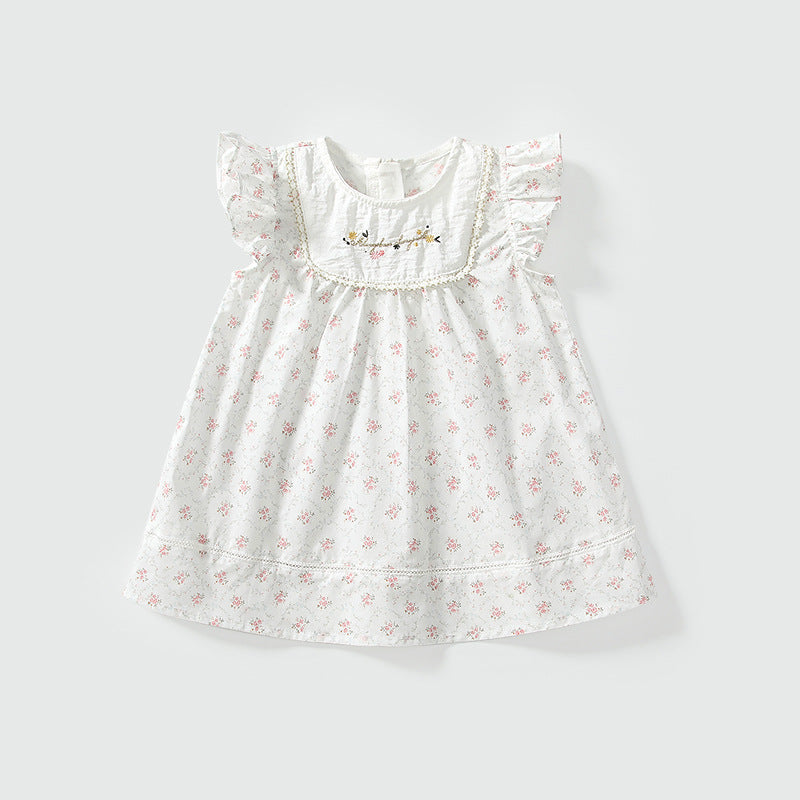 Summer Arrival Baby Girls Cute Floral Embroidered and Printed Pattern Fly Sleeves Dress, MyKids-USA®, Baby & Toddler Dresses, MyKids-USA - Size/Age - 80 (9-12M) - Color - Beige -  -  - TR2504302005-A