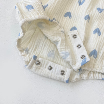 Summer and Autumn Arrival Baby Girls Long Sleeves Hearts Pattern Thin Bodysuit