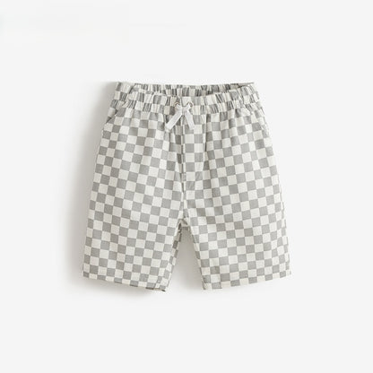 Summer Arrival Baby Kids Casual Style Plaid Shorts