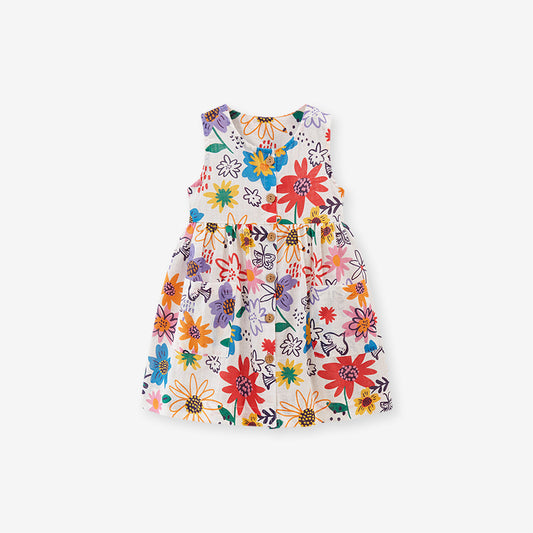 Summer Girls Sleeveless Colorful Floral Pattern Dress