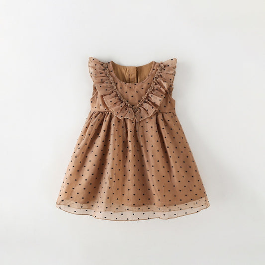 Summer Baby Kids Girls Sleeveless Dots Pattern Tulle Dress