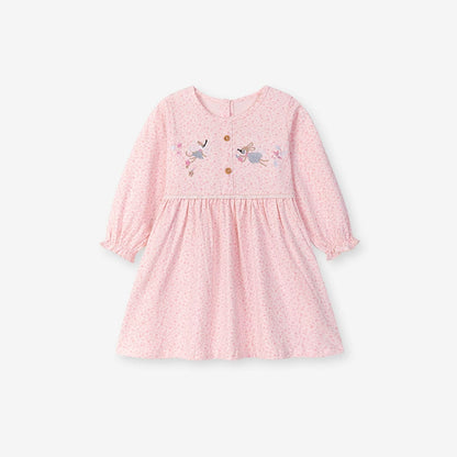 Arrival Autumn Girls Cartoon Embroidered and Floral Pattern Long Sleeves Dress, MyKids-USA®, Baby & Toddler Dresses, MyKids-USA - Size/Age - 90 (12-24M) - Color - Pink -  -  - TR2508142322-A