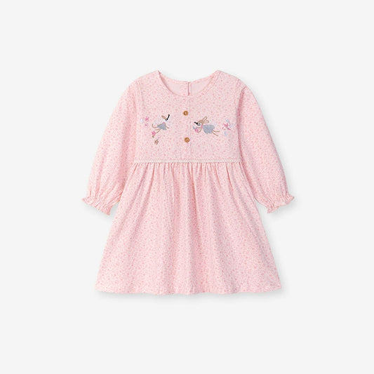 Arrival Autumn Girls Cartoon Embroidered and Floral Pattern Long Sleeves Dress, MyKids-USA®, Baby & Toddler Dresses, MyKids-USA - Size/Age - 90 (12-24M) - Color - Pink -  -  - TR2508142322-A