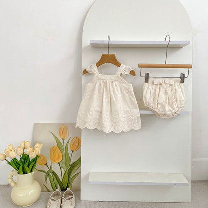 Summer Baby Kids Girls Sleeveless Cute Floral Vest and Bloomers Clothing Set, MyKids-USA®, Baby & Children's Outfits, MyKids-USA - Size/Age - 66 (3-6M) - Color - Apricot -  -  - TR2604192223-A.