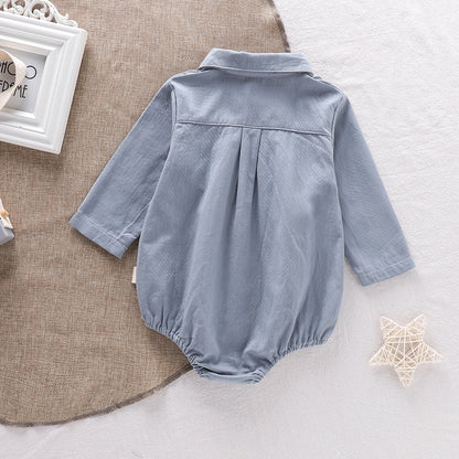 Baby Boys Long Sleeves Single Breasted Turn-down Collar Onesies, MyKids-USA®, Baby One-Pieces, MyKids-USA -  -  -  -  -  -  - 