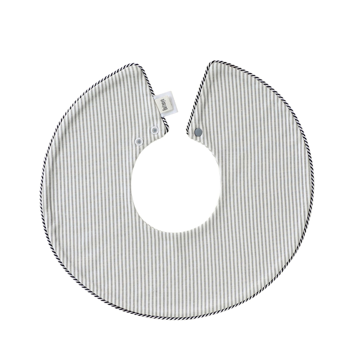 Adorable Striped Pattern Snap-on Round Shaped Bib, MyKids-USA®, Bibs, MyKids-USA - Size/Age - S (0-3Y) - Color - Grey -  -  - TR2605142357-C.