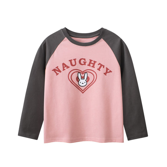 Girls Kids Cartoon And Letters Printing Crew Neck Long Sleeves Pullover