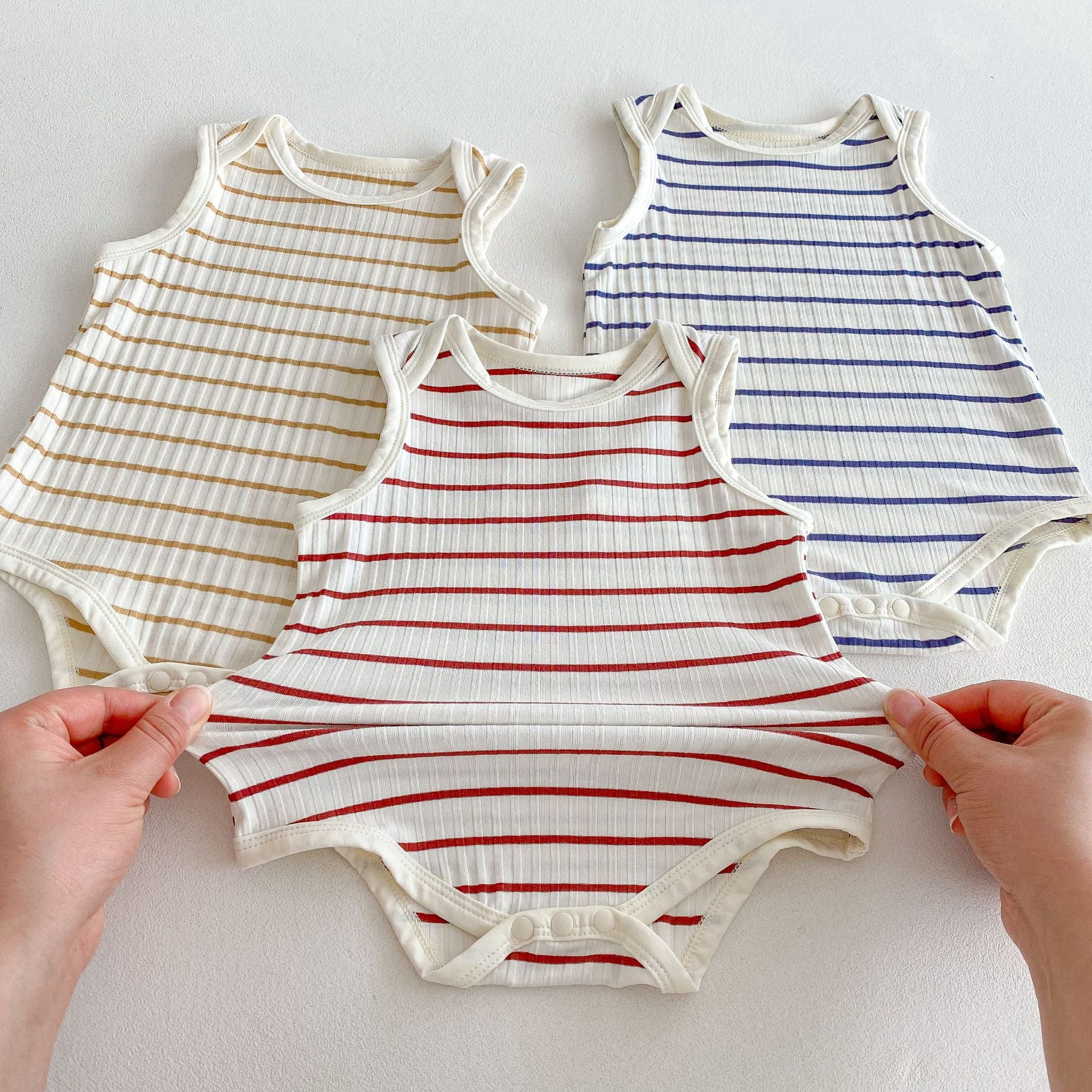 Hot Selling Summer Baby Kids Unisex Striped Pattern Sleeveless Onesies, MyKids-USA®, Baby One-Pieces, MyKids-USA -  -  -  -  -  -  - 