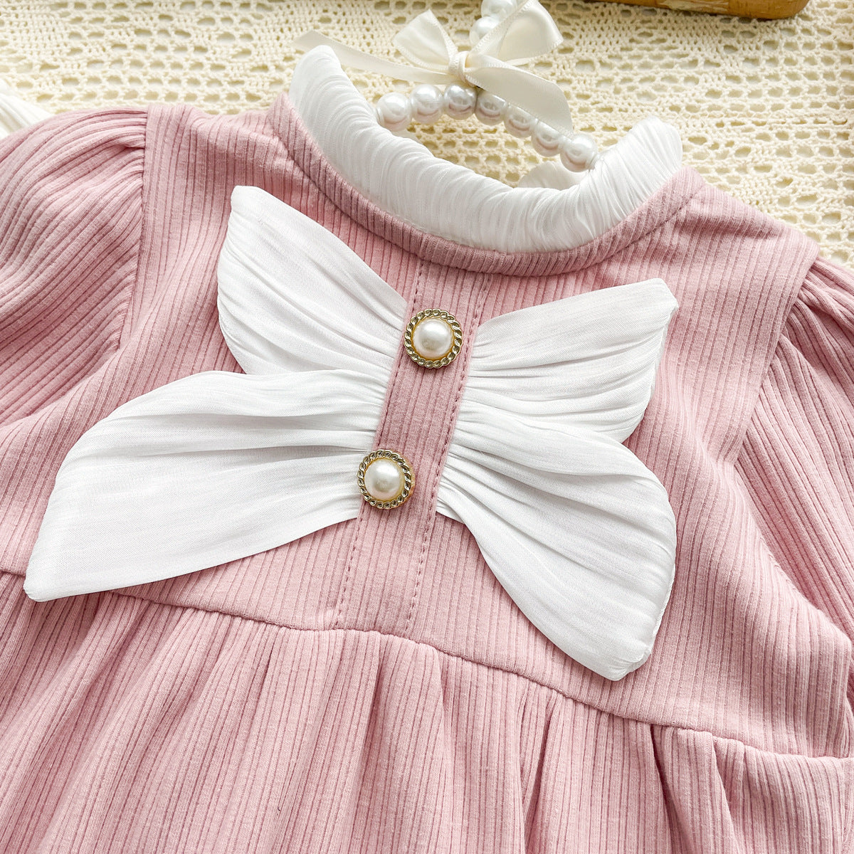 Autumn Arrival Baby Girls Long Sleeves Butterfly-bow Decorated Onesies, MyKids-USA®, Baby One-Pieces, MyKids-USA -  -  -  -  -  -  - 