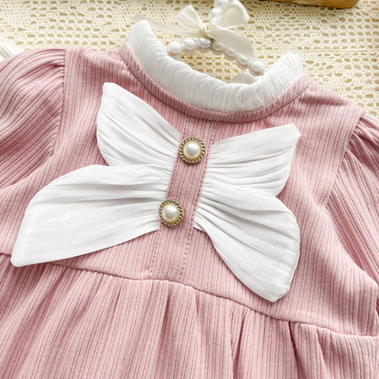 Autumn Arrival Baby Girls Long Sleeves Butterfly-bow Decorated Onesies, MyKids-USA®, Baby One-Pieces, MyKids-USA -  -  -  -  -  -  - 