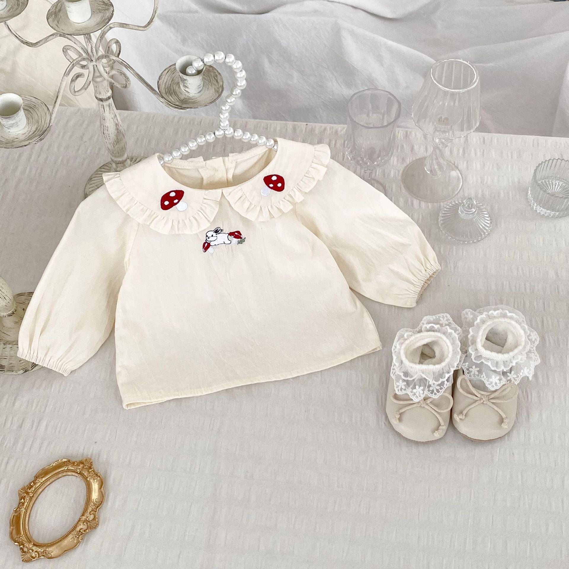 Autumn Arrival Baby Kids Girls Comfortable Simple Rabbits and Vegetable Pattern Long Sleeves Top Shirt with Collar, MyKids-USA®, Baby & Toddler Outerwear, MyKids-USA -  -  -  -  -  -  - 