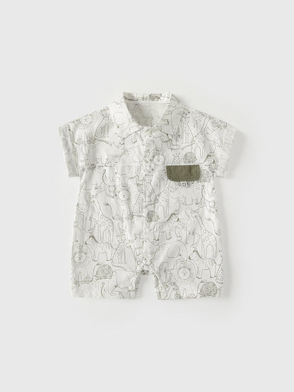 Summer Arrival Baby Boys Short Sleeves Cartoon Pattern Single Breasted Rompers Bodysuits, MyKids-USA®, Baby & Children's One-Pieces, MyKids-USA - Size/Age - 66 (3-6M) - Color - White -  -  - TR2605282357-A.
