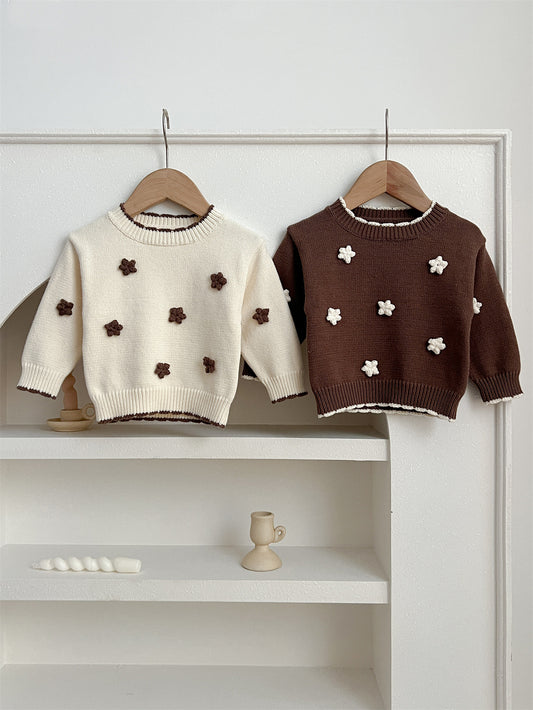 Autumn Arrival Baby Kids Girls Comfortable Knitted Long Sleeves Pullover with 3D Flowers Embroidery Pattern, MyKids-USA®, Baby & Toddler Outerwear, MyKids-USA -  -  -  -  -  -  - 