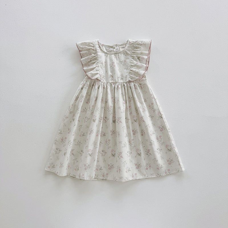Summer Arrival Baby Girls Fly Sleeves Floral Pattern Dress, MyKids-USA®, Baby & Children's Dresses, MyKids-USA - Size/Age - 90 (12-24M) - Color - Pink -  -  - TR2604072237-B.