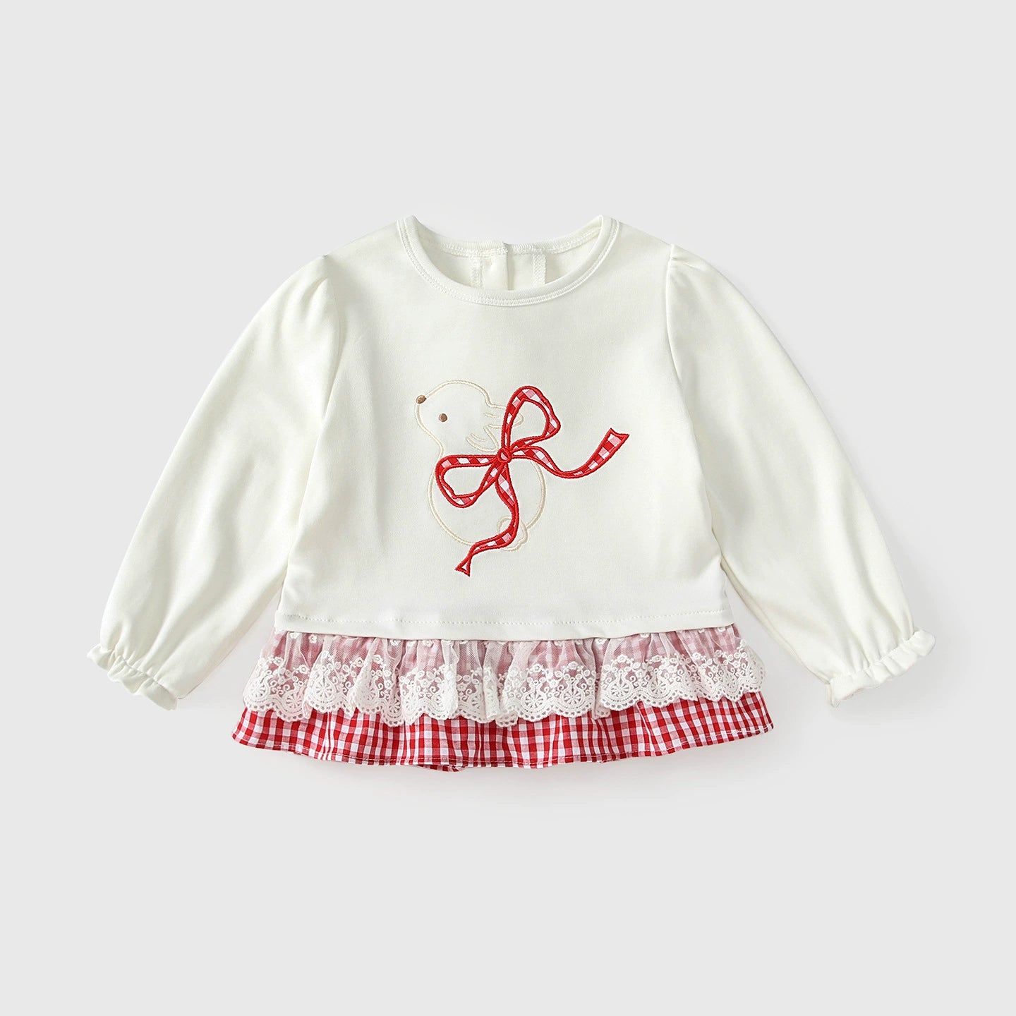 Arrival Autumn Baby Kids Girls Lace Trim Cartoon and Plaid Pattern Long Sleeves Top, MyKids-USA®, Baby & Toddler Tops, MyKids-USA - Size/Age - 80 (9-12M) - Color - Beige -  -  - TR2509062230-A