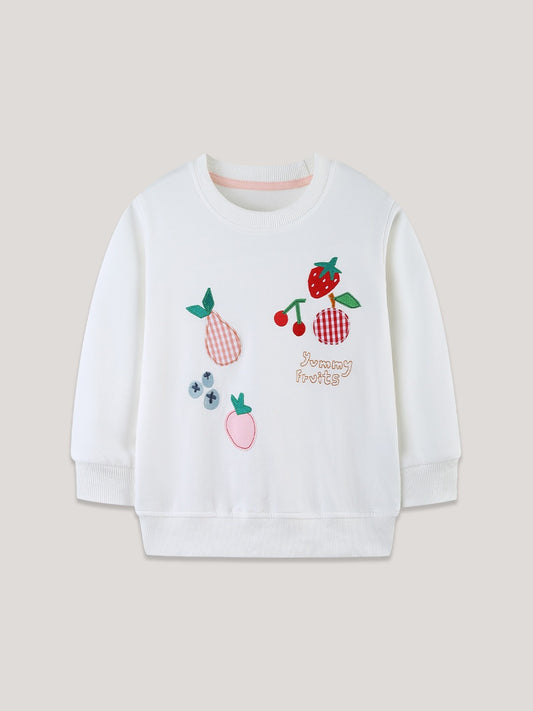 Autumn and Spring Arrival Fruits Cartoon Pattern Long Sleeves Pullover for Stylish Kids