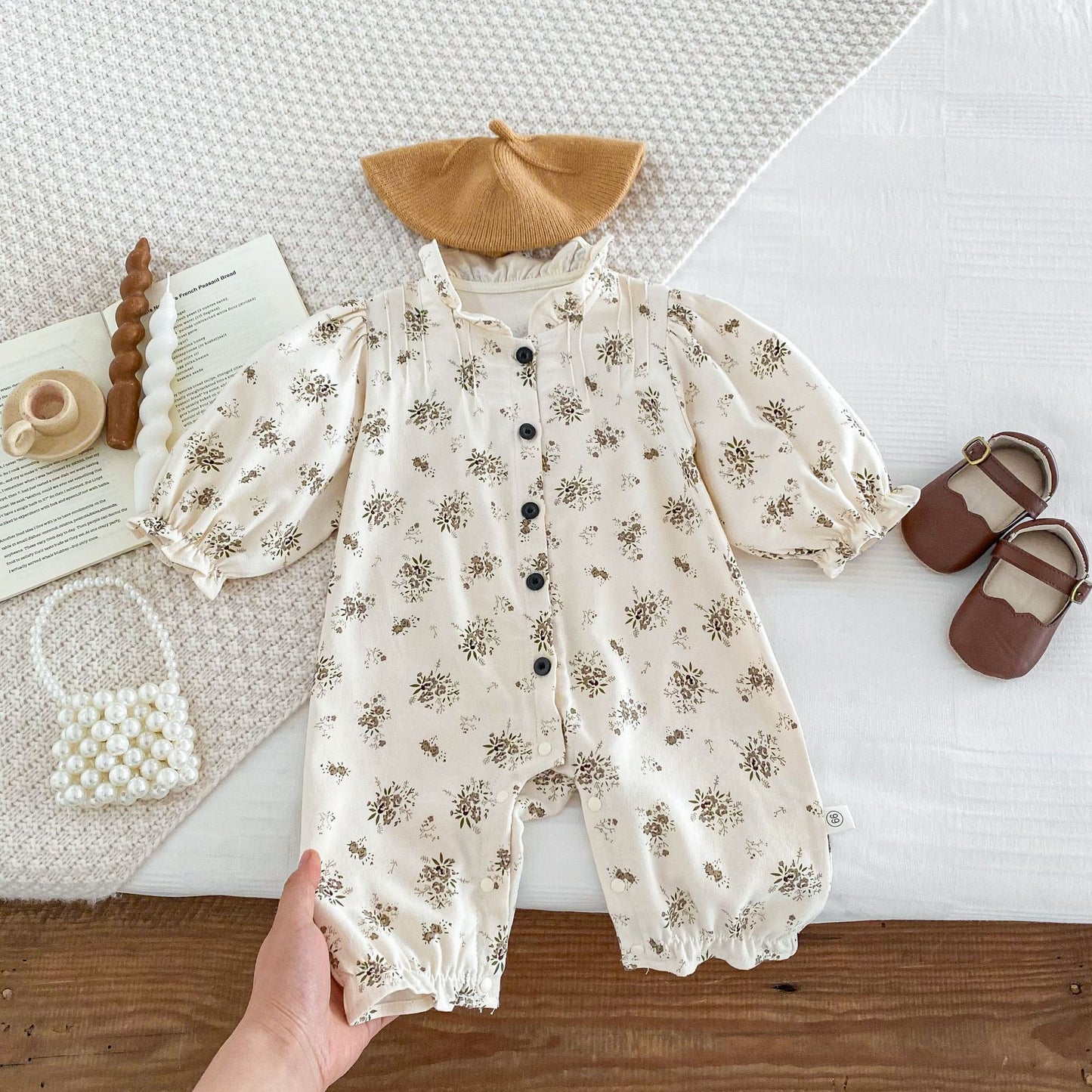 Autumn Hot Selling Baby Girls Long Sleeves Single Breasted Floral Rompers, MyKids-USA®, Baby One-Pieces, MyKids-USA -  -  -  -  -  -  - 