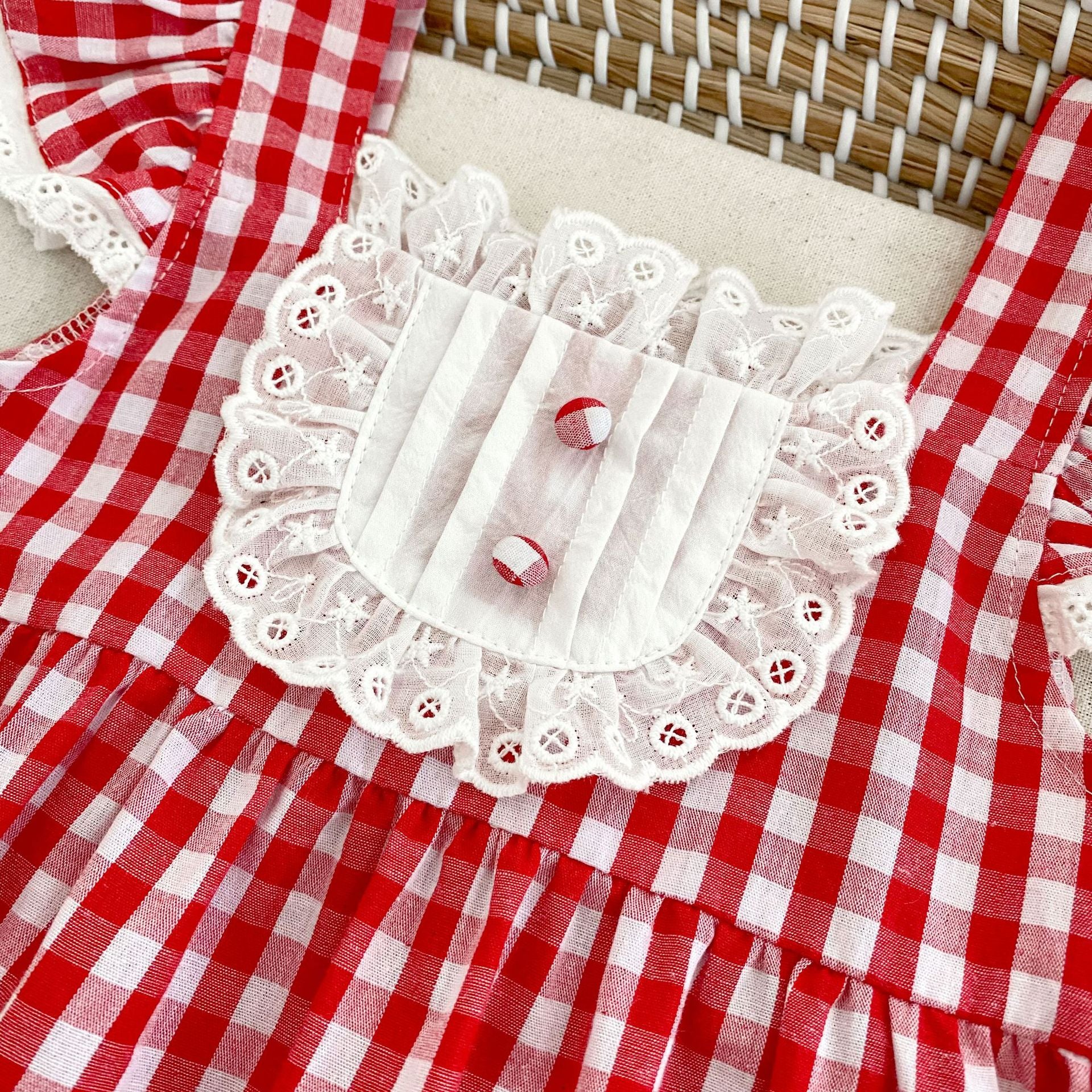Summer Arrival Baby Girls Fly Sleeves Thin Plaid Pattern Strap Onesies, MyKids-USA®, Baby One-Pieces, MyKids-USA -  -  -  -  -  -  - 