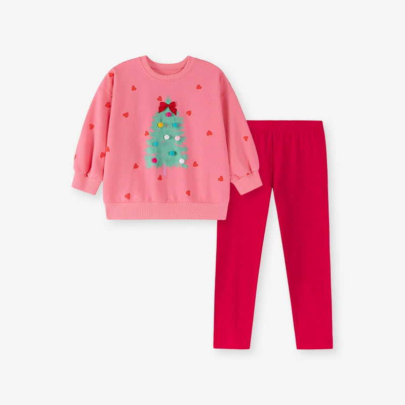 Spring and Autumn Girls Hearts and Christmas Tree Pattern Long Sleeves Sweatshirt and Pants Clothing Set, MyKids-USA®, Baby & Toddler Outfits, MyKids-USA -  -  -  -  -  -  - 