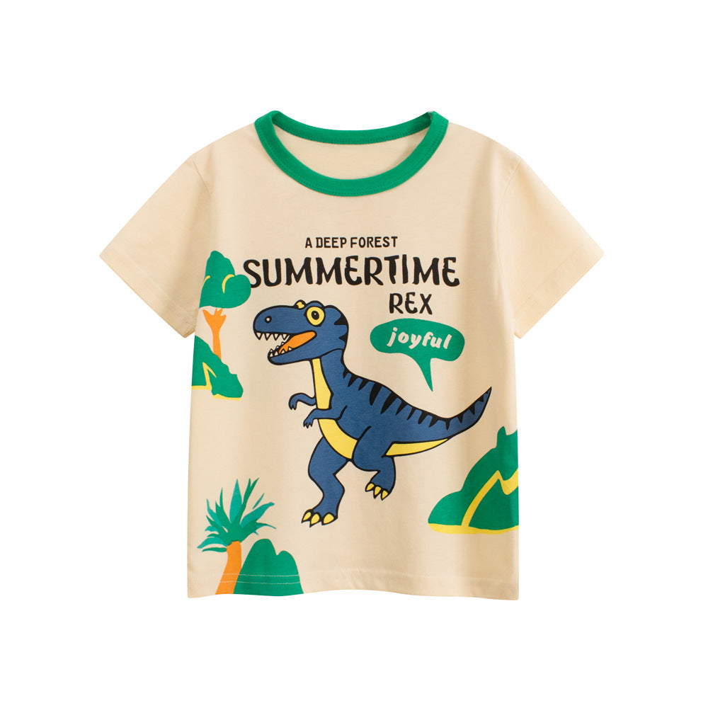 Summer Boys’ Animals Cartoon and Letters Pattern T-shirt in European and American Style, MyKids-USA®, Baby & Toddler Tops, MyKids-USA - Size/Age - 90 (12-24M) - Color - Apricot -  -  - TR2506032149-A