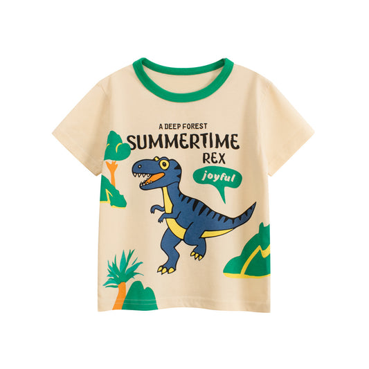 Summer Boys’ Animals Cartoon and Letters Pattern T-shirt in European and American Style, MyKids-USA®, Baby & Toddler Tops, MyKids-USA - Size/Age - 90 (12-24M) - Color - Apricot -  -  - TR2506032149-A