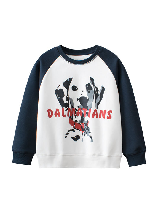 Kids Boys And Girls Cartoon Pet Dogs Printing Fleece Pullover Clothing Sweatshirt